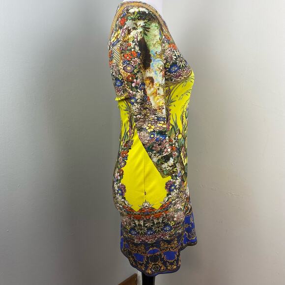 Vintage Roberto Cavalli Bird Floral Print Jersey Bodycon Mini Dress Size 2 - Picture 4 of 10